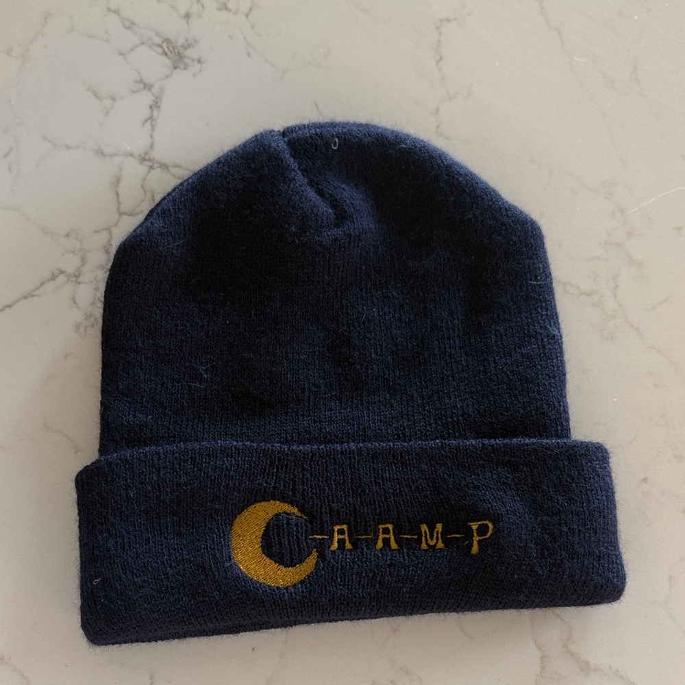 CAAMP Navy Beanie with Yellow Moon Logo